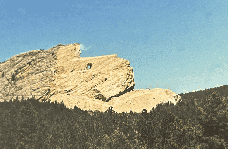 Crazy Horse monument as seen in the year 1999. Photo taken on a film camera