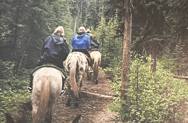 My mum, aunty and dad going horse riding near Lake Louise in 1999.